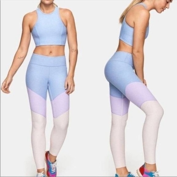 Outdoor Voices Leggings X-Size Small Spring Lilac Colorblock 7/8 High Rise - Picture 1 of 8